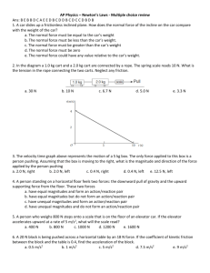 AP Physics – Newton`s Laws - Multiple choice review Ans