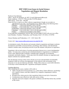 HSP 154 / E&M 376 Negotiation and Dispute Resolution