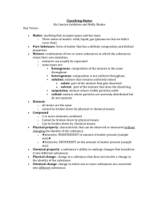 Classifying Matter By Camryn Goldstein and Molly Shulan Key