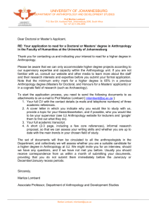 Anthropology letter to Doctoral and Masters applicants