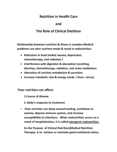 Nutrition in Health Care and The Role of Clinical Dietitian