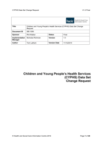 Children and Young People`s Health Services (CYPHS) Data Set