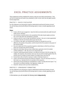 Excel Practice Assignments