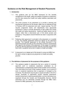 Guidance on Risk Management of Student Placements