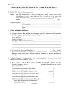 Design Agreement Owner Architect Rev 3-3-15