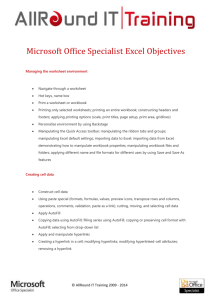 Microsoft Office Specialist Excel Objectives Managing the worksheet