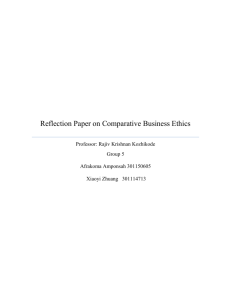 Reflection Paper on Comparative Business Ethics by