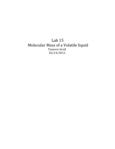 Lab 15 Molecular Mass of a Volatile liquid Tasnuva Israil 02/14/2012