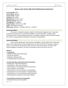 ALGEBRA I SYLLABUS - Muncy School District