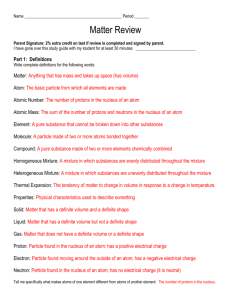 Matter Study Guide with Answers - Mrs. Rasmussen Science Class