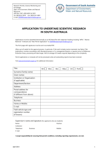 Application to undertake scientific research in South Australia