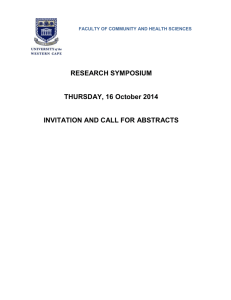 RESEARCH SYMPOSIUM THURSDAY, 16 October 2014