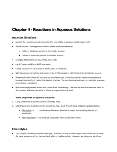 Chapter 4 Aqueous Solutions Stoichiometry