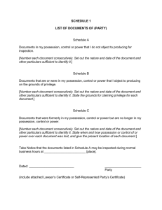 Form: List of Documents