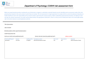 Department of Psychology COSHH risk assessment form