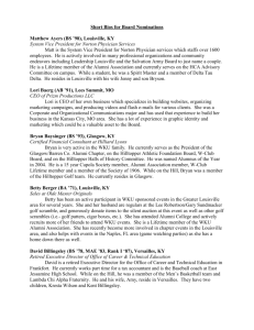 Short Bios for Board Nominations Matthew Ayers (BS `98), Louisville