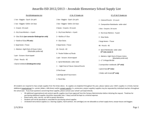 Amarillo ISD 2012/2013 * Avondale Elementary School Supply List