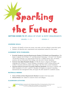 Sparking the Future Grades 11-12 Lesson 5 Areas of Study and