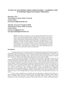 A preliminary study of Technology Supported learning in Mathematics