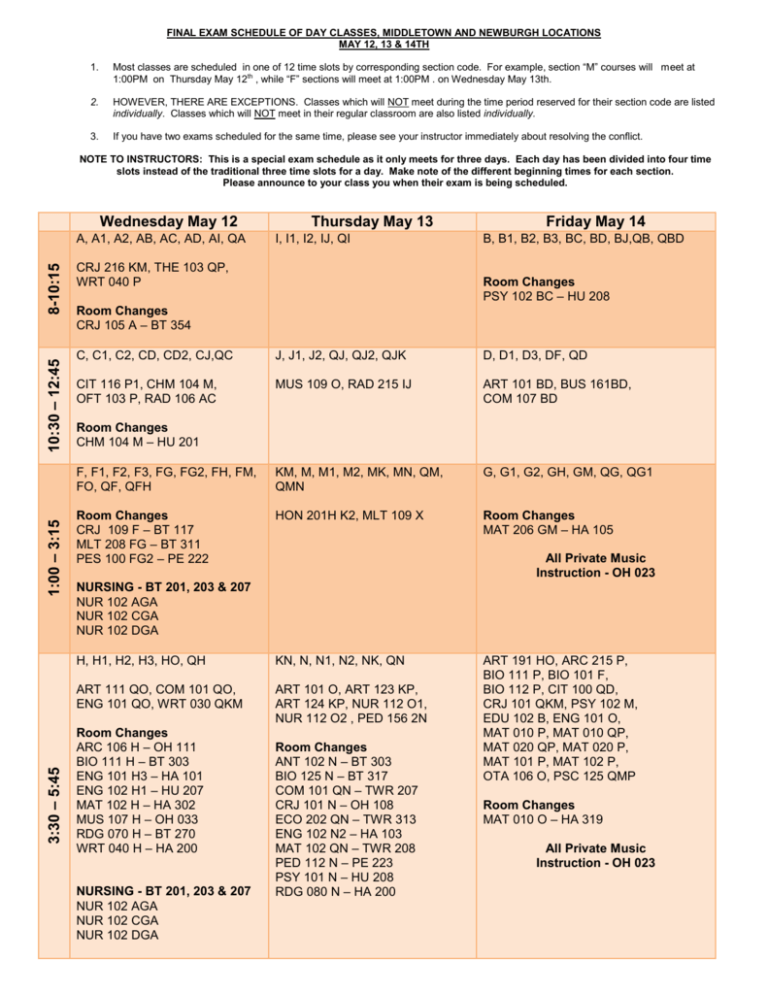 Final Exam Schedule