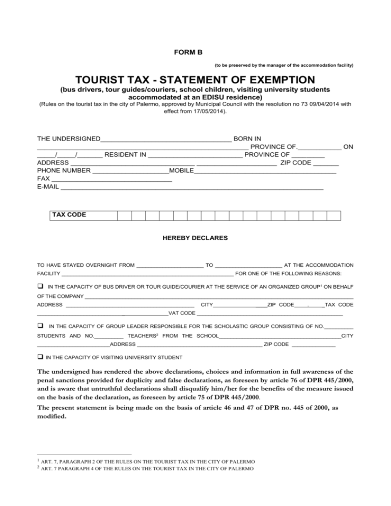 tax exemption for tour operators