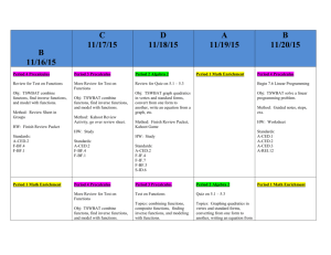 Plan for Week of 11/16/15