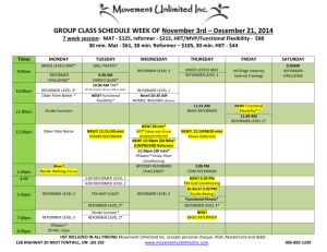 GROUP CLASS SCHEDULE WEEK OF November 3rd – December