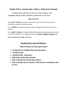 Double-Entry Journal Directions and Starters