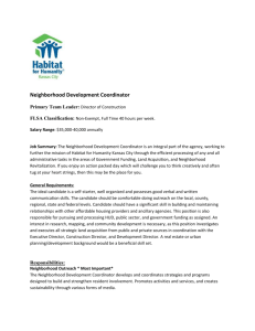 Description for Neighborhood Development Coordinator Position