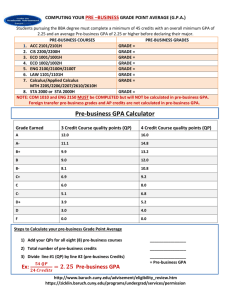 Pre-Business G.P.A. Calculation Form