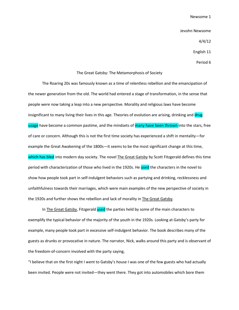 Реферат: Great Gatsby 12 Essay Research Paper The