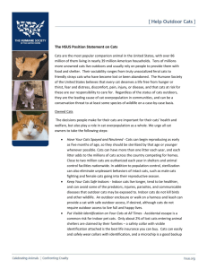 The HSUS Position Statement on Cats Cats are the most popular