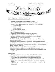 Marine Biology Stahl Midterm Review 2013
