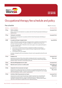 Occupational therapy fee schedule and policy