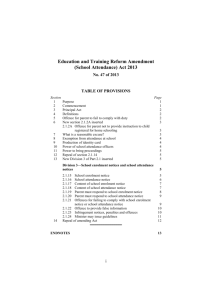 Education and Training Reform Amendment (School Attendance