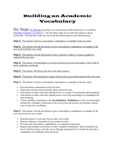 Handout 2: Building an Academic Vocabulary