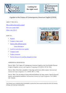 A Guide to the Corpus of Contemporary American English (COCA)