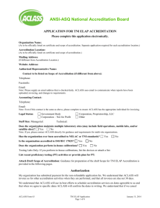 ACLASS Application for TNI Environmental Laboratory Accreditation