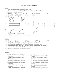 Geometry 22 Final Exam Review Answers 2014-2015