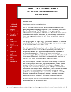 13-14 Carrollton Elementary Annual Education Report Cover Letter