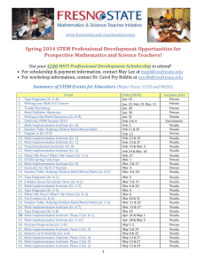 Spring 2014 STEM Professional Development Opportunities for