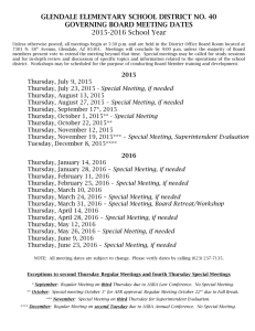2015-2016 Board Meeting Dates - Glendale Elementary School