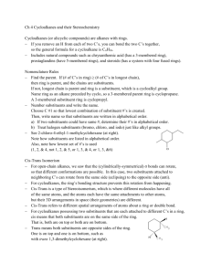 Ch 4 Cycloalkanes and their Stereochemistry