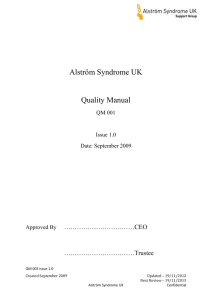 Alstrom Syndrome UK Quality Manual