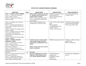 PACING GUIDE: chemistrY ESSENTIAL STANDARDS OBJECTIVES