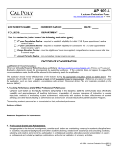 AP 109-L: Lecturer Evaluation Form