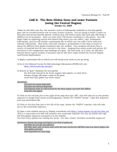 LAB 6: The Beta Globin Gene and some Variants