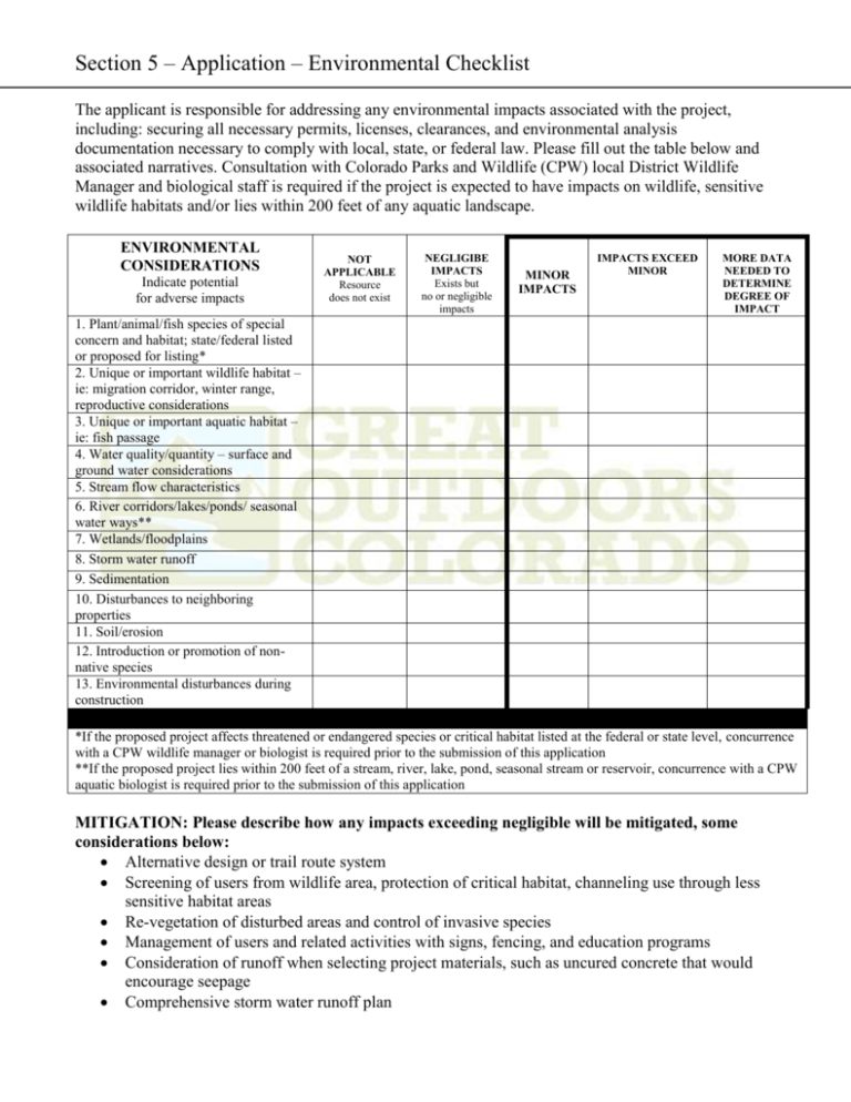 Environmental Checklist