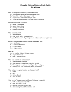 Marcellin Biology Midterm Study Guide