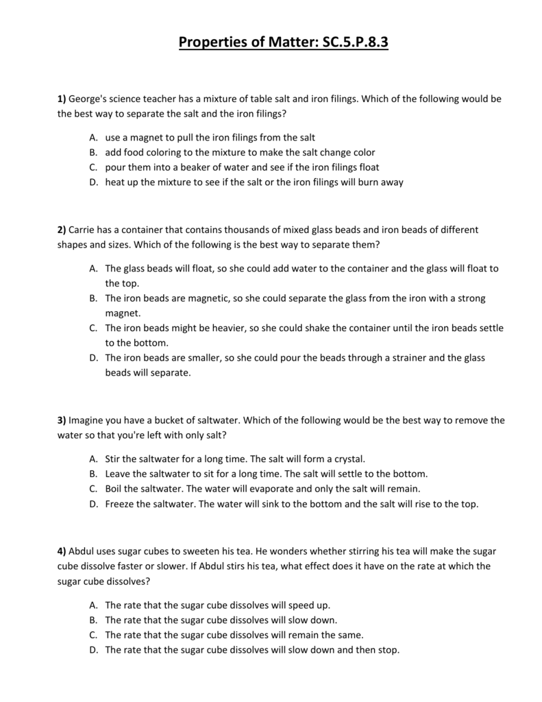 Properties Of Matter Sc 5 P 8 3